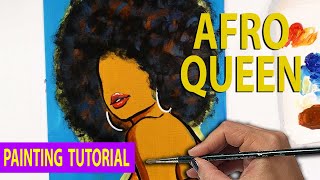 AFRO QUEEN | Painting Tutorial for beginners (Step by Step)
