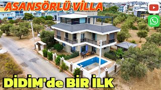 DİDİMDE SATILIK ASANSÖRLÜ VİLLA / FULL + FUL EŞYALI HAVUZLU DENİZ MANZARALI