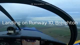 Landing on Runway 10 at Breighton