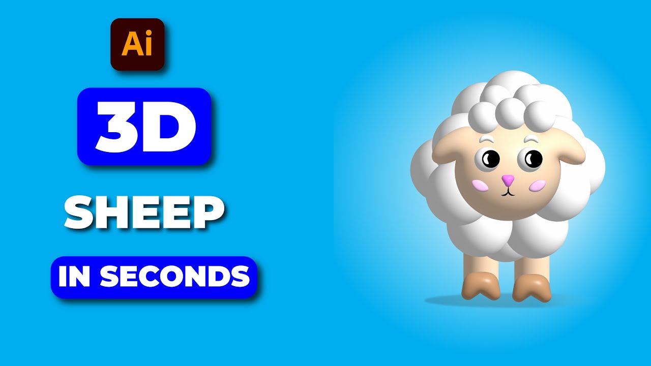 How To Make 3d Sheep Cartoon In Second Illustrator Tutorial 2022 Youtube