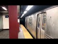 whitehall street bound r46 w train at cortlandt street in lower manhattan on a weekend.