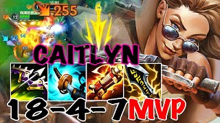 WILD RIFT CAITLYN ADC GAMEPLAY | 18 -4 -7 MVP | CAITLYN BUILD RUNES