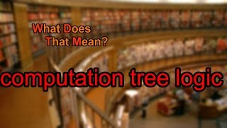 What does computation tree logic mean?