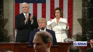 House Speaker Nancy Pelosi tears up State of the Union speech.