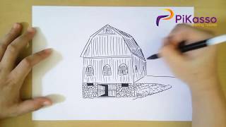 How to Draw a Barn step by step