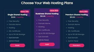 Animated Pricing Table Using Css || Css Clip Path Hover Animation