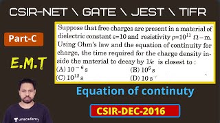 DEC 2016 CSIR-NET | Part-C | Q.NO 53 | Equation of Continuty in Electrodynamics| POTENTIAL G