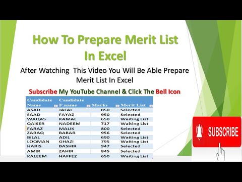 How To Prepare Merit List In Excel - YouTube