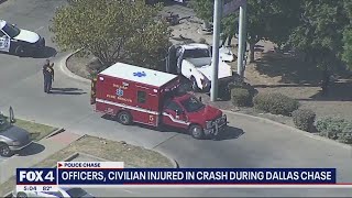 Dallas police officers, civilian injured after crash during police chase