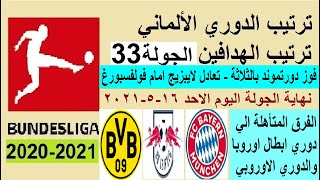 ترتيب الدوري الالماني وترتيب الهدافين الاحد 16-5-2021 الجولة 33 - فوز بروسيا دورتموند بالثلاثة