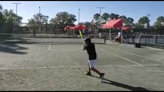 Teo Davidov hitting a rare two handed backhand practicing with ATP 350 Bulgarian Adrian Andreev!!