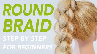How To 4 Strand Round Braid For Beginners - Easy Step By Step - Braided ponytail (How to 3D Braid)