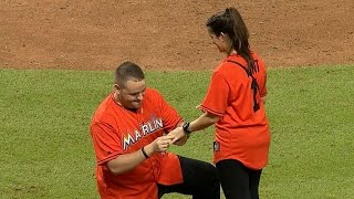 Marlins fan proposes at Marlins Park