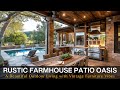 Rustic Farmhouse Patio Oasis: A Beautiful Outdoor Living Space with Vintage Wooden Furniture Vibes