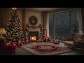 get cozy with christmas jazz songs 2024🎄❄️ snow falling outside and crackling fireplace ambience 🔥