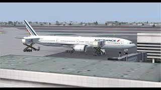 Los Angeles Intl (KLAX) to Paris CDG Intl (LFPG) FSX PMDG Air France B777-300 Wing View