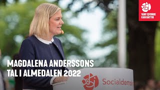 Magdalena Andersson talar i Almedalen 2022
