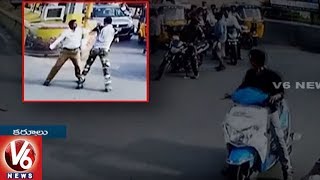 CCTV Visuals : Special Party Constables Attack On Traffic Home Gaurd In Kurnool | V6 News