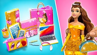 Belle's Back-to-School Bling - EASY DIY Mini School Supplies with Glitters 👑✨