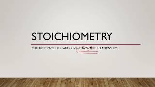 Chemistry 1125 Stoichiometry lesson 3