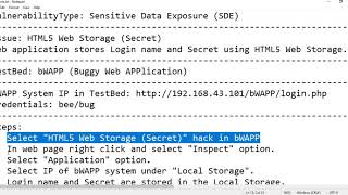 bWAPP - Sensitive Data Exposure - HTML5 Web Storage Secret - OWASP Top 10