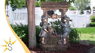 Sunnydaze Children at the Well Outdoor Water Fountain with LED - 39 Inch Tall - DW-34035