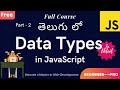 #3. Learn Data Types in JavaScript ||  Data Types explained in Telugu