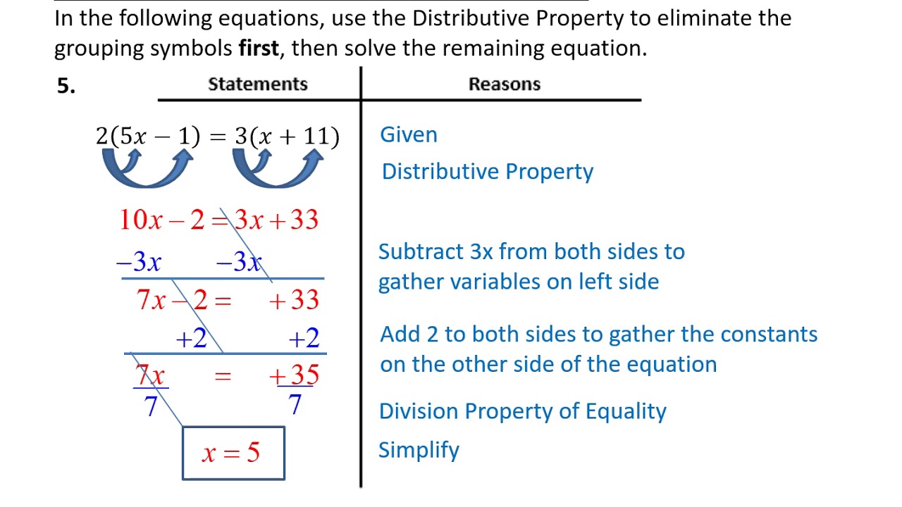 1 3 Solving Equations With Variables On Both Sides - YouTube