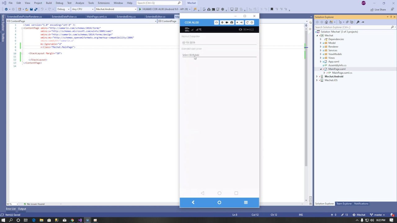 Xamarin.Forms DatePicker With Placeholder Using Custom Renderer - YouTube