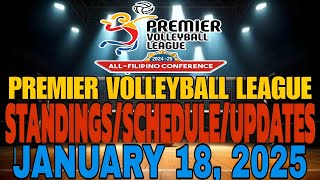 🔴PVL STANDINGS \u0026 SCHEDULE | JANUARY 18, 2025 | PVL ALL FILIPINO CONFERENCE 2024