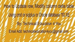 How TO DELETE ROW, MODIFY, UPDATE COLUMN, DROP TABLE in Oracle SQL Using Cmd [Hindi/Urdu].