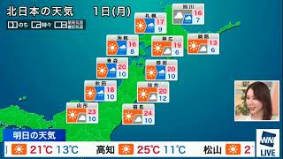 【白井ゆかり(ゆかりん🌈👶)】山口さんと挨拶して最後の全国の天気をワイプで語る