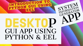 Python EEL Gui App |System Utility App Using Python , Html, Css, javascript|Part:2