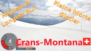 [4K] Skiing Crans-Montana, Plaine Morte Kandahar  Top to Bottom, Valais Switzerl