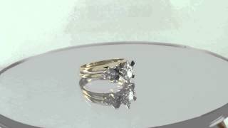 Estate 1.00CT Blue Sapphier \u0026 Diamond 14K Yellow Gold Engagement Ring