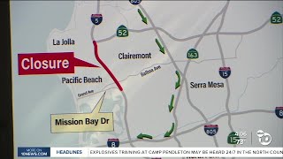 Upcoming closure on all lanes of southbound I-5 from SR-52 to Mission Bay Drive