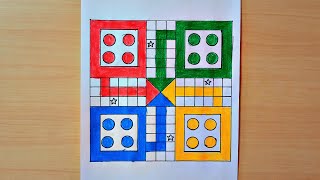 How to Draw Ludo Game On Paper || Ludo game drawing with measurements