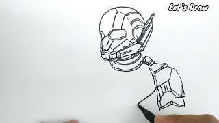 ONE LINE DRAW , how to draw antman with one line