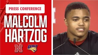 Nebraska Football DB Malcolm Hartzog speaks with the media following win over UNI