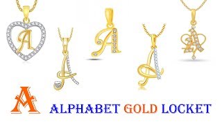 A Alphabet Locket Gold Diamond Pendants