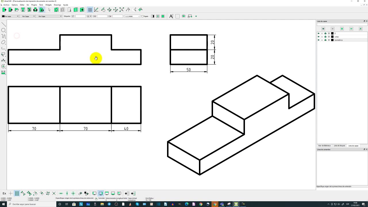 Tutorial Inicial Básico De Librecad, Representación Sin Coordenadas De ...