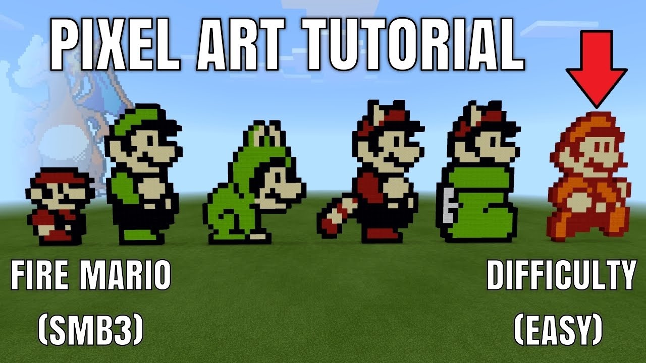 Minecraft Pixel Art Tutorial Fire Mario Smb3 Youtube