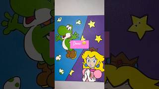 Mario Bros Yoshi and Princess Peach acrylic painting for beginners✨ #short #painting