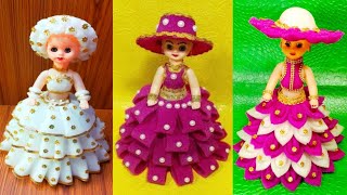 फोम से गुड़िया सजाने के 3 आसान तरीके /DIY 3 DOLL DECORATION/ FOAM KI GUDIYA/FOAM SE DOLL SAJAYE