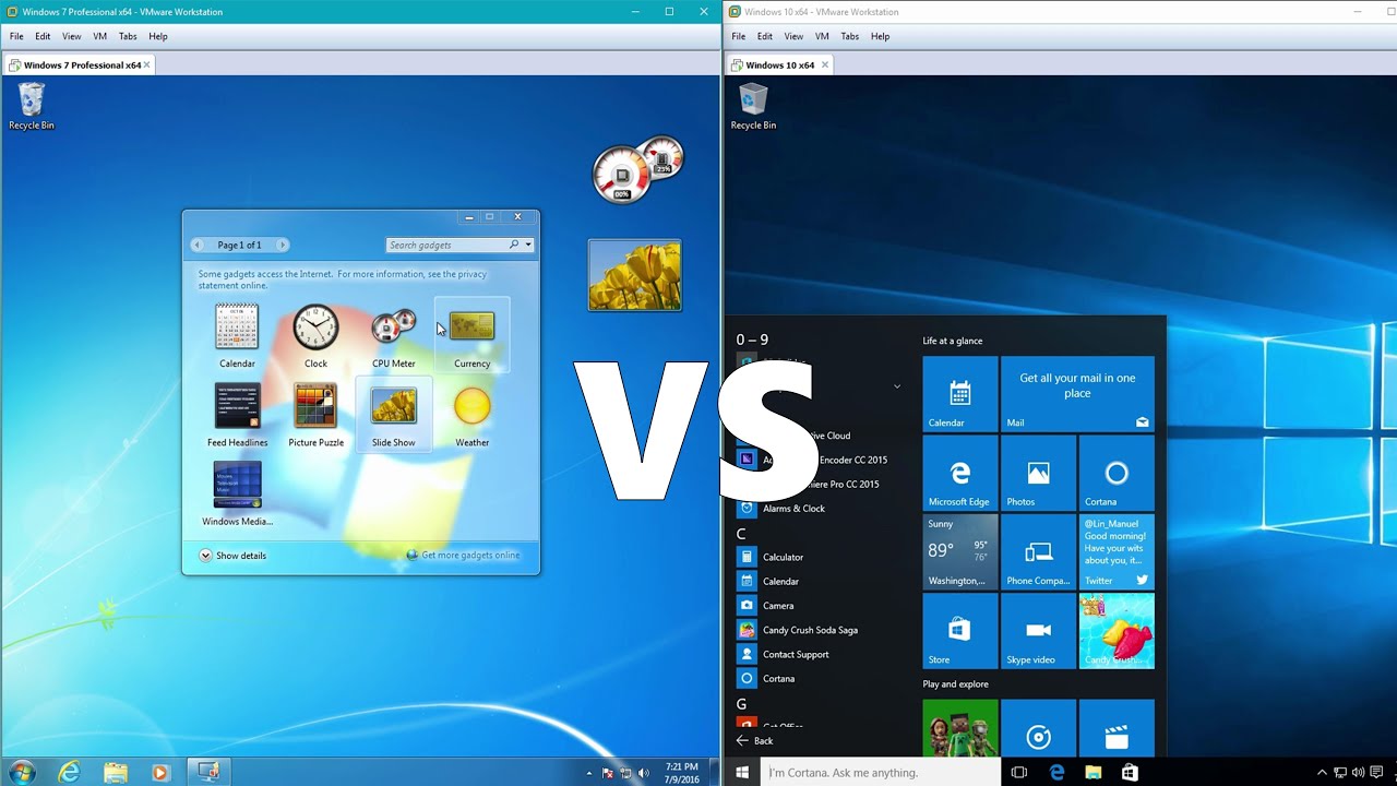 Comparing Windows 10 To Windows 7 - YouTube