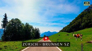 4K Zürich - Brunnen Scenic Drive, Switzerland with Ambient Music