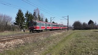 EN57-1333 jako pociąg służbowy, przejeżdża na wysokości lubelskiego os. Górki 01.04.2017