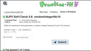Java Practice It || 5.6 randomInteger0to10 || random basics