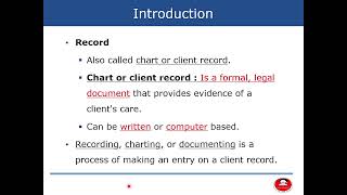 Fundamentals of Nursing - Lecture 6: Documenting and Reporting