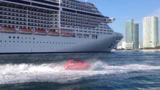 A lady makes an entrance!  MSC Divina makes a splash on her arrival at Port of Miami